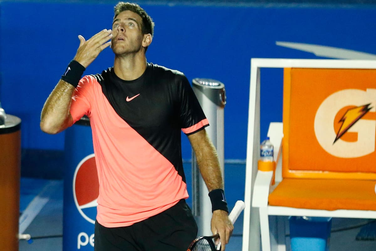 El festejo de Del Potro tras el triunfo ante Thiem