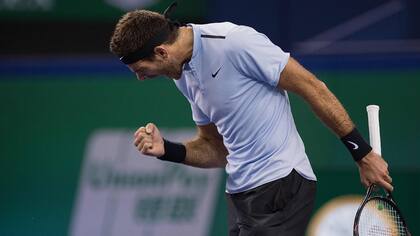 El festejo de Delpo tras su victoria ante Troicki