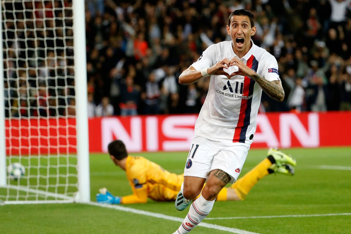 El festejo de Di María tras superar a Cpurtois