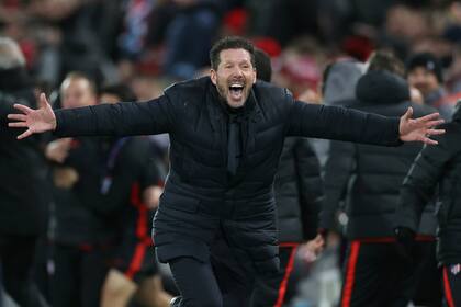 El festejo de Diago Simeone en el empate de Atlético de Madrid