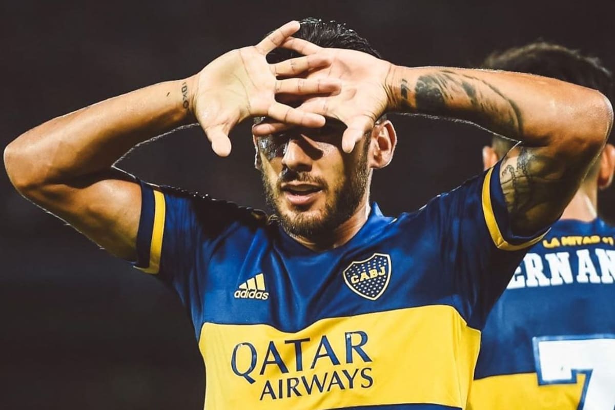 El festejo de Eduardo Salvio imitando a un personaje de Dragon Ball Z. Crédito: Boca Juniors.