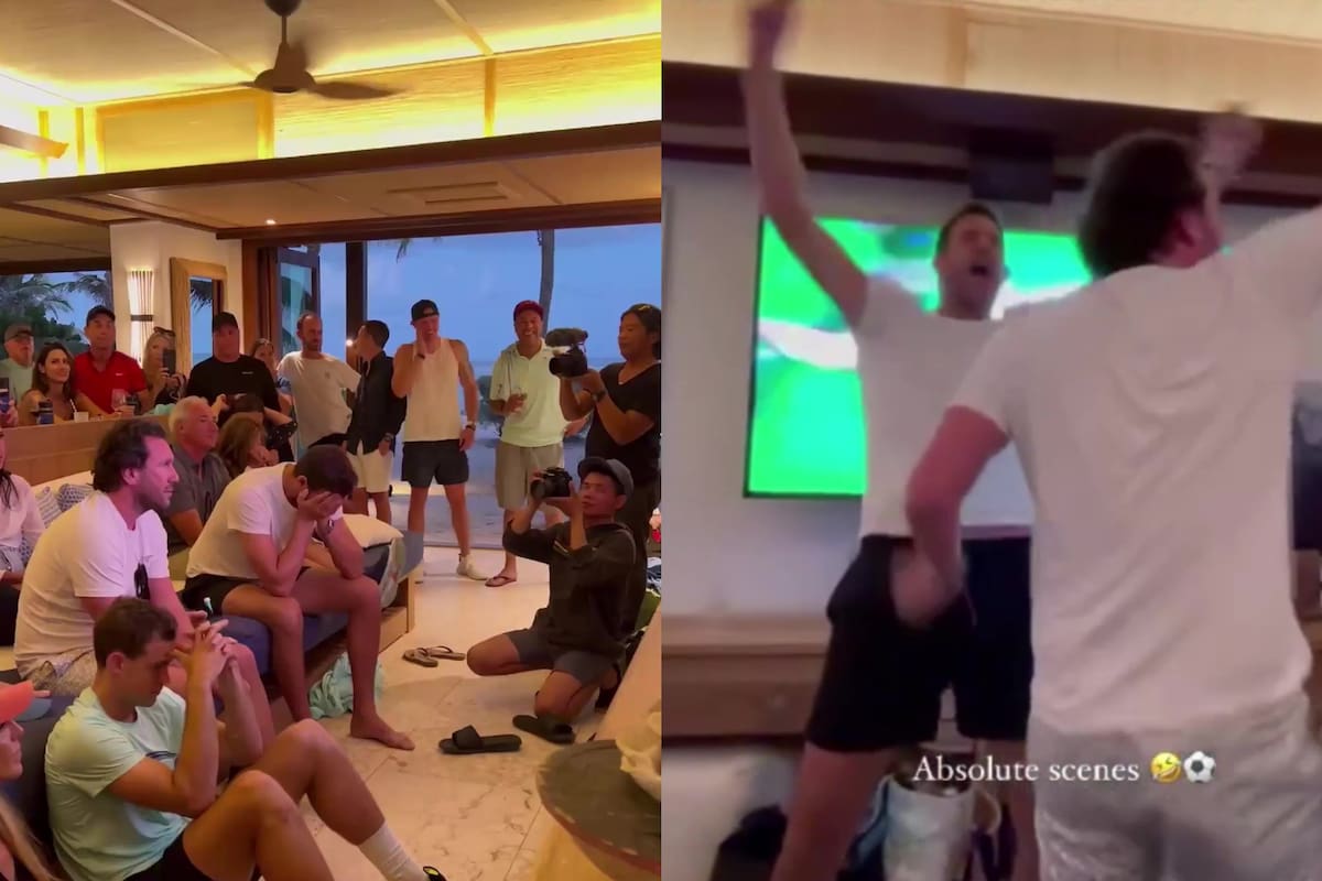 El festejo de Juan Martín del Potro por el triunfo de la Argentina ante Países Bajos en penales