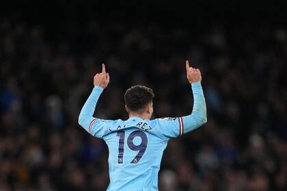 El festejo de Julián Álvarez en el partido ante el Tottenham