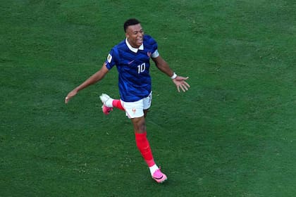 El festejo de Kylian Mbappe tras marcar el 1-0 para Francia. (Photo by TIMOTHY A. CLARY / AFP)
