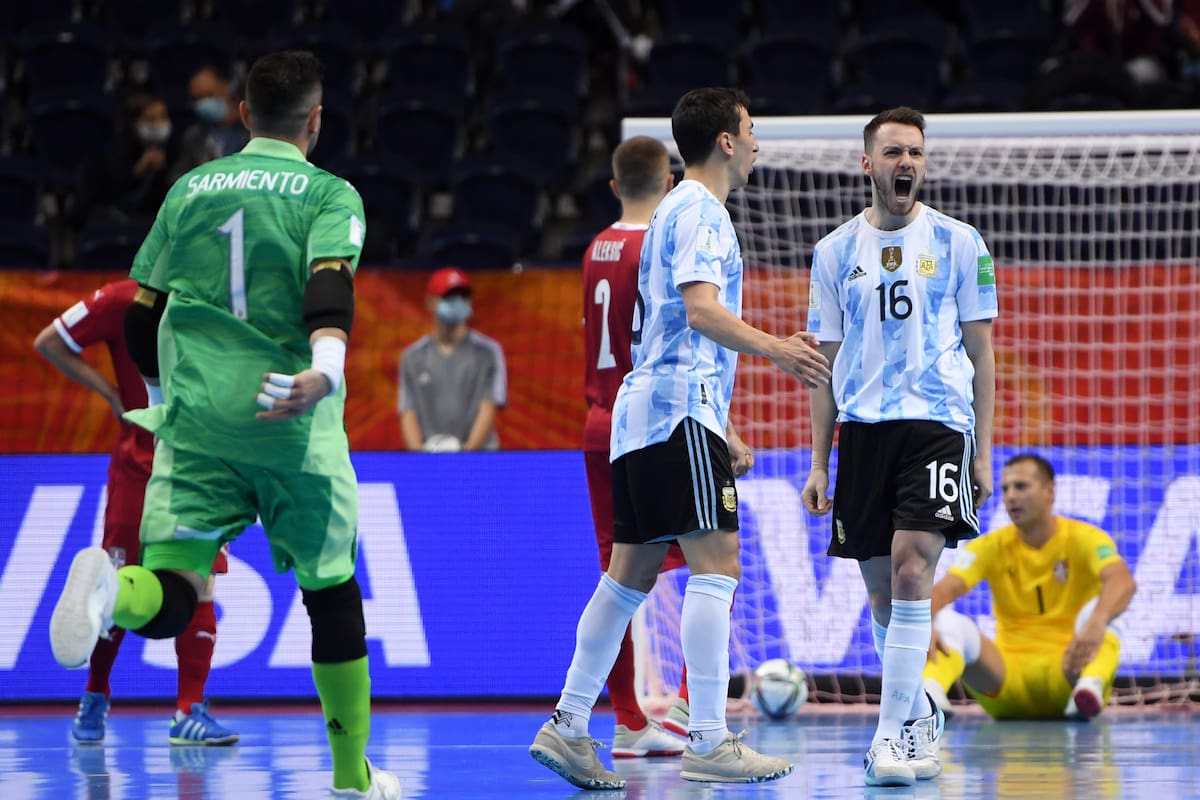 El festejo de la Argentina para el triunfo ante Serbia