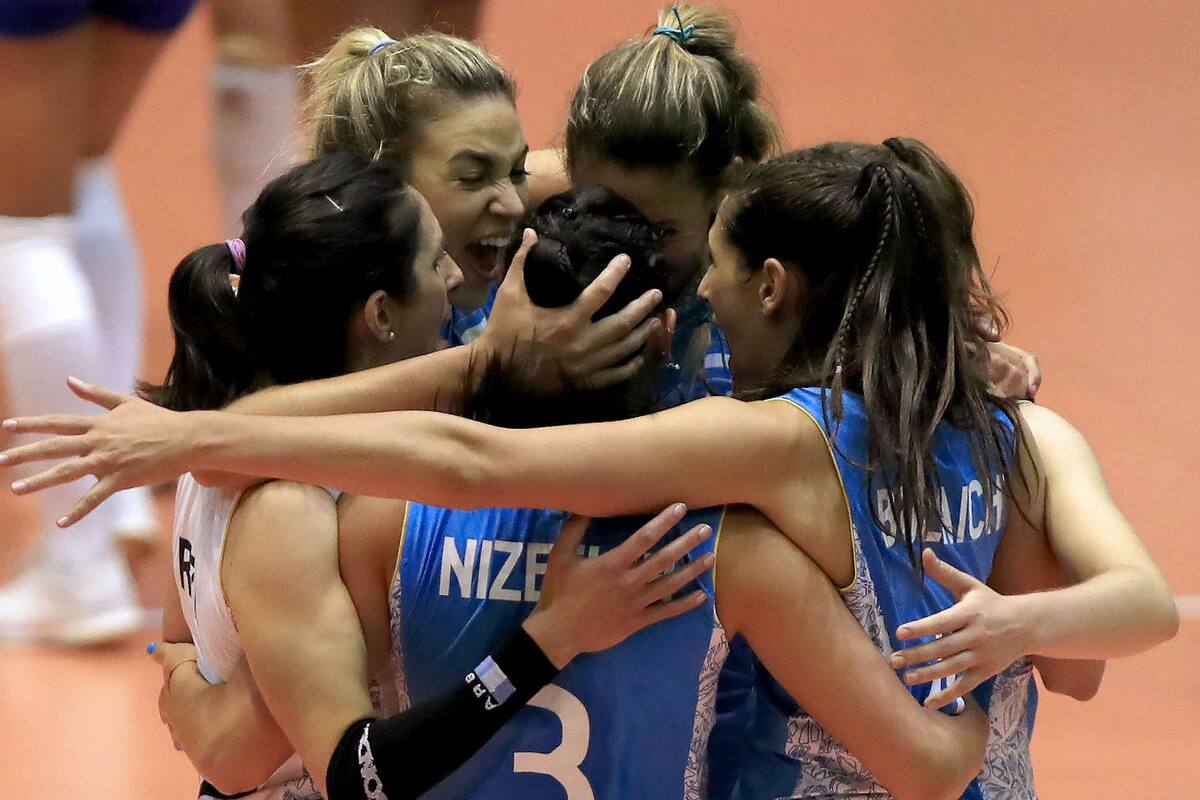 El festejo de la selección argentina de vóleibol