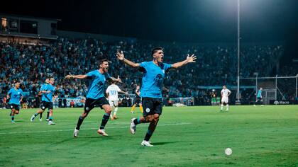 El festejo de Lautaro Gutiérrez tras su gol para Belgrano ante Tigre