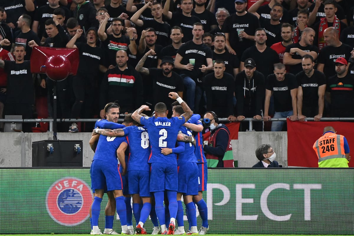 El festejo de los jugadores ingleses en Budapest