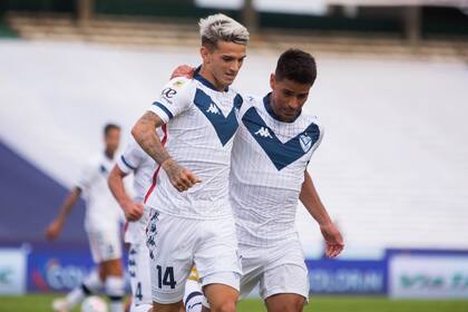 El festejo de Luca Orellano: el zurdo le dio el triunfo a Velez ante Talleres.