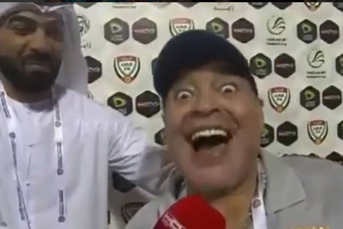 El festejo de Maradona ante las cámaras