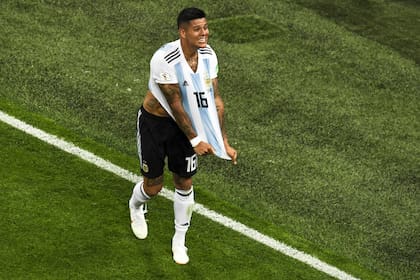 El festejo de Marcos Rojo, en Rusia, frente a Nigeria