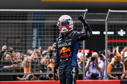 El festejo de Max Verstappen en China, con la casi imbatible escudería Red Bull