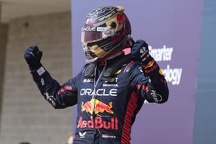 El festejo de Max Verstappen, ganador del Gran Premio de los Estados Unidos; en el circuito de Austin, Texas, el neerlandés sumó su victoria 50 en la Fórmula 1