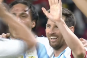 El festejo de Messi, tras su gol