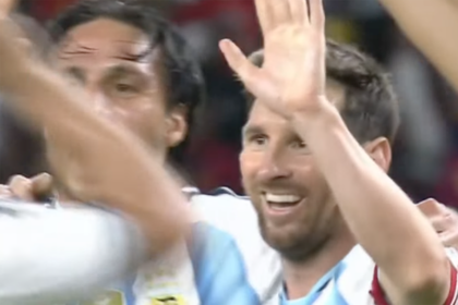 El festejo de Messi, tras su gol