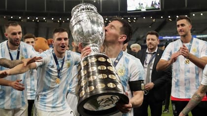 El festejo de Messi y los jugadores del seleccionado en la última Copa América jugada en Brasil