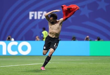 El festejo de Mostafa Zico tras convertir el 2-0 para Egipto ante Argentina que, segundos más tarde, sería anulado por el VAR