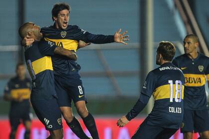 El festejo de Pérez y todo Boca