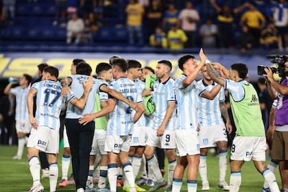 El festejo de Racing en la Bombonera