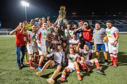 El festejo de Real Estelí en el estadio de Managua, donde se jugó a puertas cerradas
