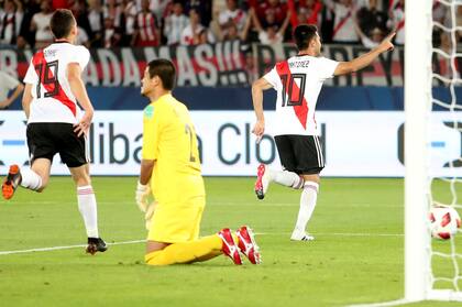 El festejo de River tras el segundo gol que hizo el PIty