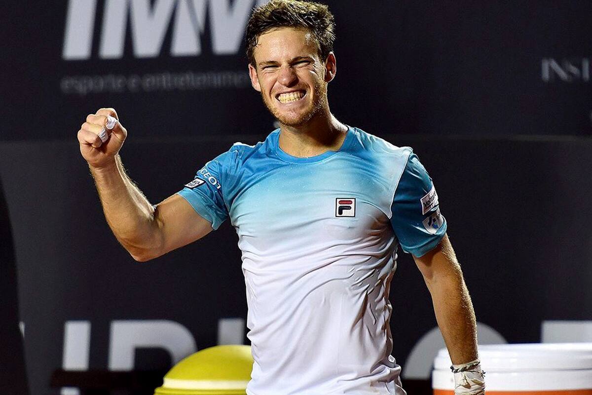 El festejo de Schwartzman tras el triunfo ante Monfils
