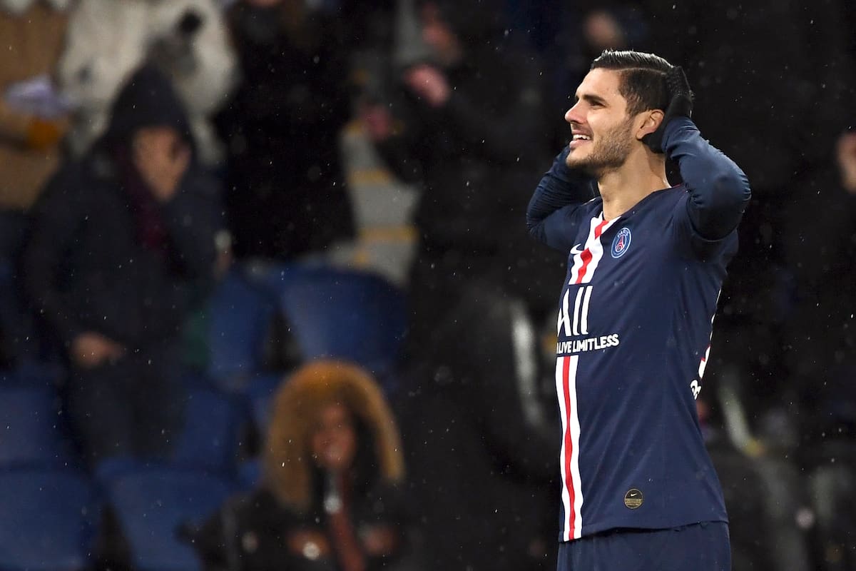 El festejo de un gol en PSG; tras un buen comienzo, Icardi perdió lugar entre los titulares