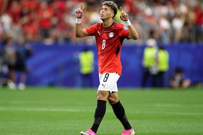 El festejo del egipcio Emam Ashour tras anotar el gol del 1-0 ante Australia