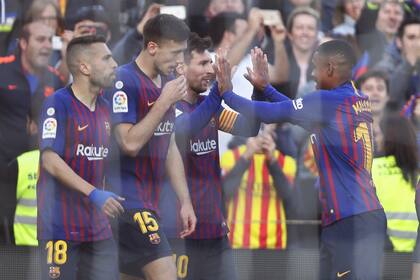 El festejo del gol de Messi en el derby catalán