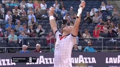 El festejo del gran punto de Schwartzman en el partido