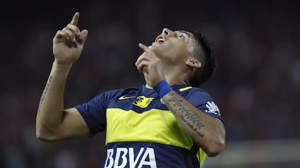 El festejo del segundo gol, cuyo autor fue Pavón