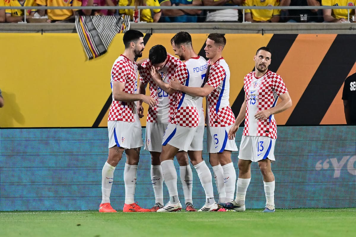 El festejo del seleccionado croata tras el gol de Igor Matanovic, el del triunfo amistoso ante los colombianos en Florida, Estados Unidos.