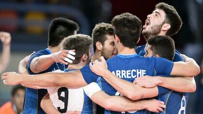 El festejo del Sub 23 tras la victoria sobre Cuba