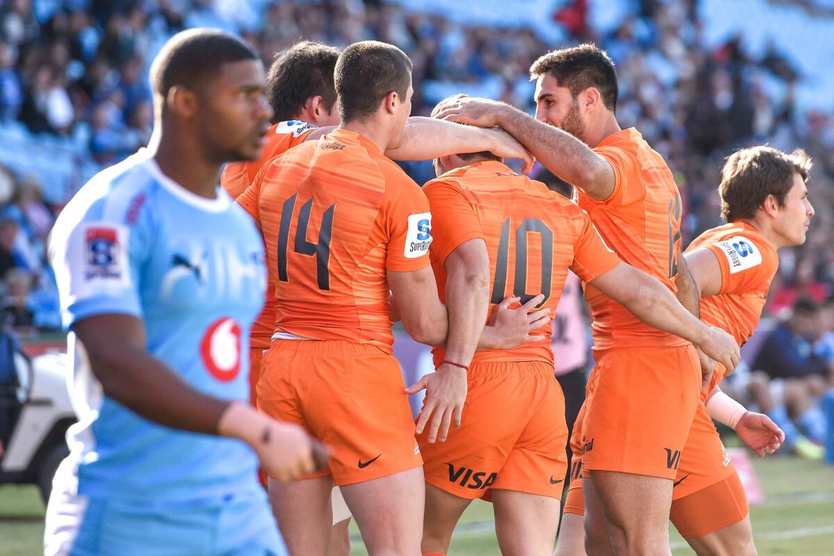El festejo del try de Nicolás Sánchez en el partido con los Bulls