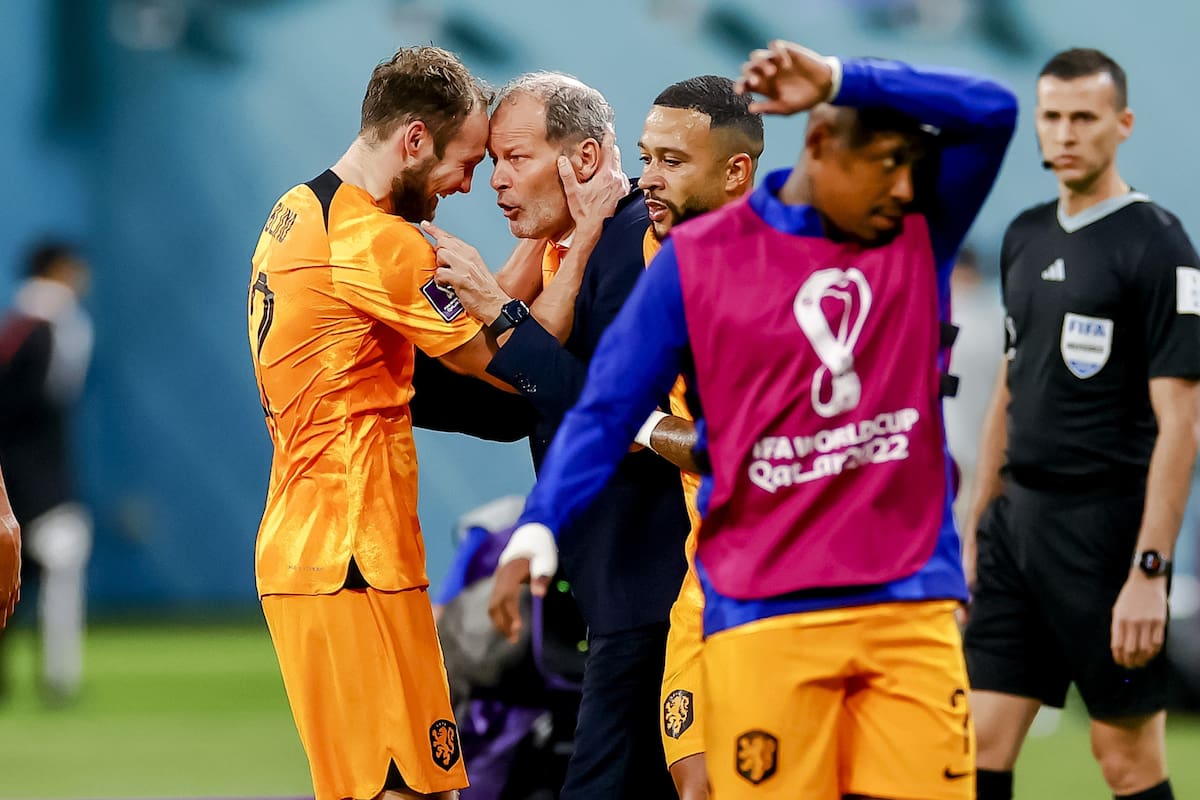 El festejo entre Daley Blind y Danny Blind en el gol de Países Bajos ante Estados Unidos en el Mundial