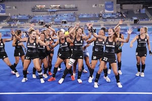 El festejo final de las Leonas tras el triunfo ante India