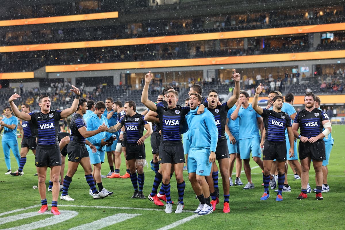 El festejo final de los Pumas; el balance es altamente positivo, al margen de lo extra rugbístico