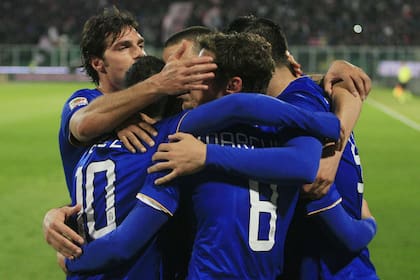 El festejo tras el gol de Morata