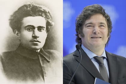 El filósofo Antonio Gramsci y el presidente Javier Milei