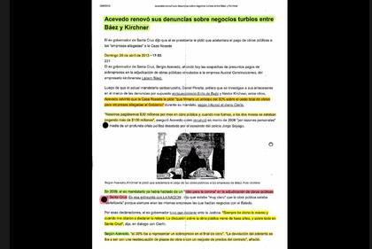 El fiscal Sergio Mola mostró una nota de LA NACION en su alegato
