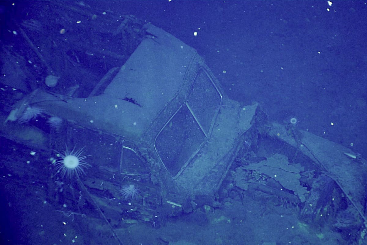 El Ford Super Deluxe que se hundió junto al histórico portaaviones USS Yorktown (créditos: National Oceanic and Atmospheric Administration)