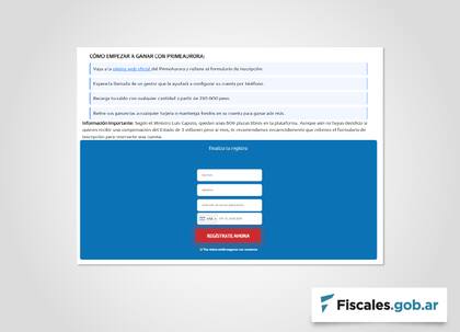 El formulario en línea por medio del cual los estafadores buscan obtener datos personales de las víctimas. Foto: UFECI