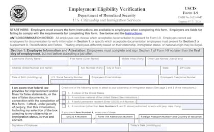 El formulario I-9 de Uscis se puede descargar en su sitio web