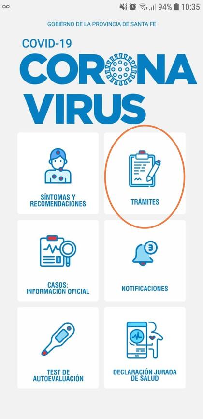 El formulario para el permiso de circulación en Santa Fé se completa en la solapa Trámites.