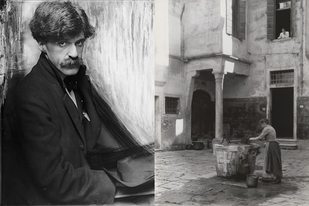 El fotógrafo Alfred Stieglitz (izquierda), capturó la histórica imagen de la derecha durante un viaje a Italia en 1894