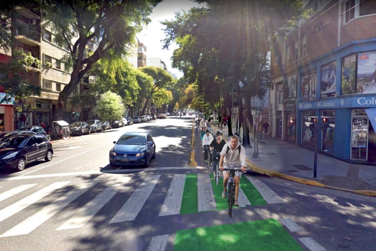 El fotomontaje muestra cómo quedaría la esquina de Forest y Maure con la instalación de la ciclovía
