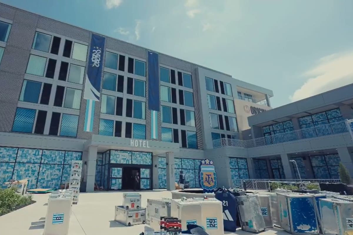 El frente del hotel Origin, en Kansas City, el búnker de la selección argentina en el estado de Missouri
