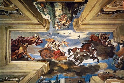 El fresco de Guercino en 1621 que representa el carro de Aurora y el cual le da nombre al Casino