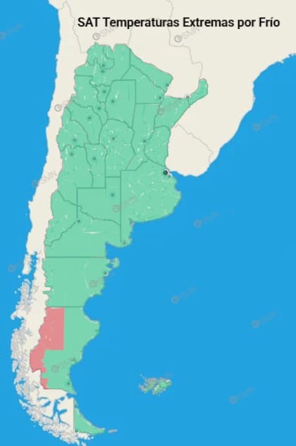 El frío extremo seguirá presente en un sector patagónico
