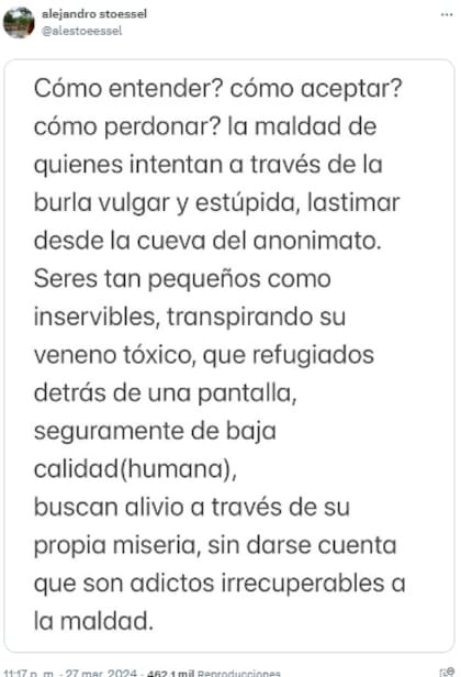 El fuerte comunicado de Alejandro Stoessel